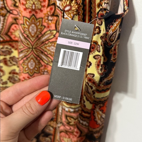 Sharagano Paisley Boho Chic Sheath Dress Mock Neck Dress. New with tags.Size 22W - Picture 2 of 6